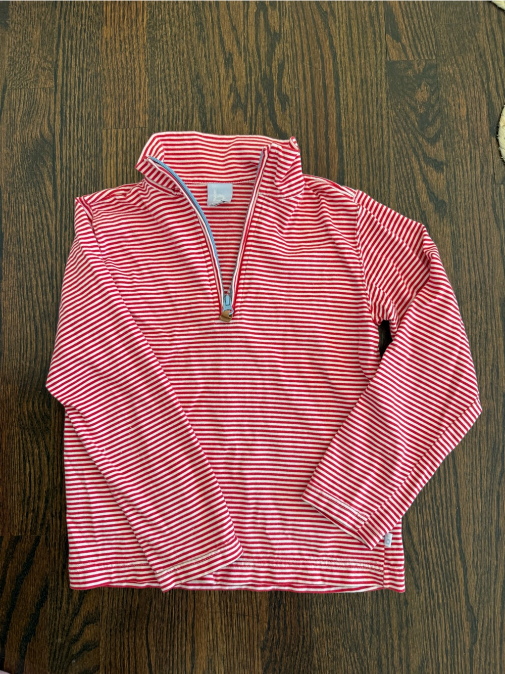 bella bliss Red & White Striped Quarter-Zip Pullover